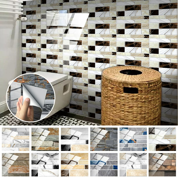 3D Kitchen Tile Stickers Bathroom Mosaic Sticker Self-adhesive Wall Decor Home 